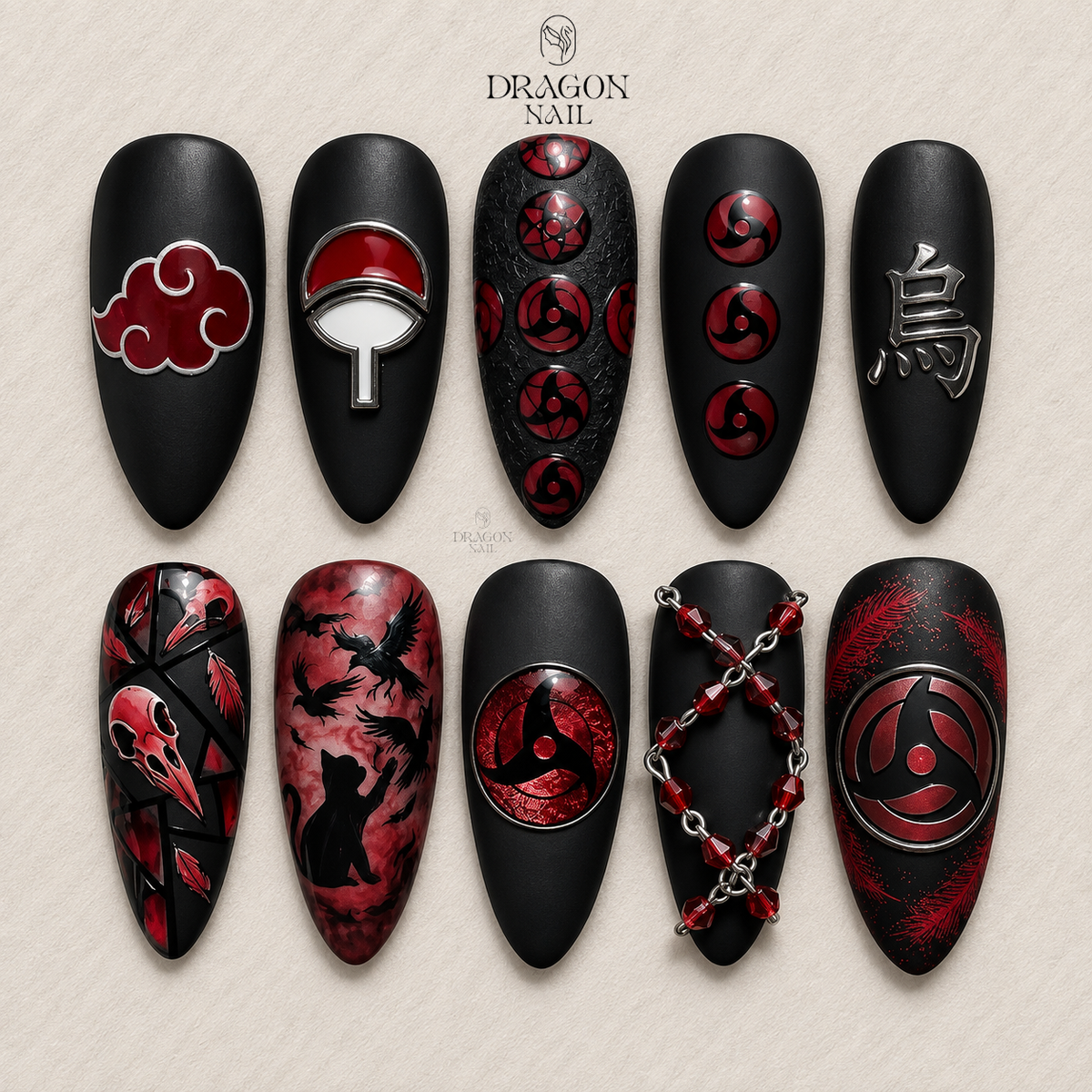 Dark Crimson Cloud Press On Nails