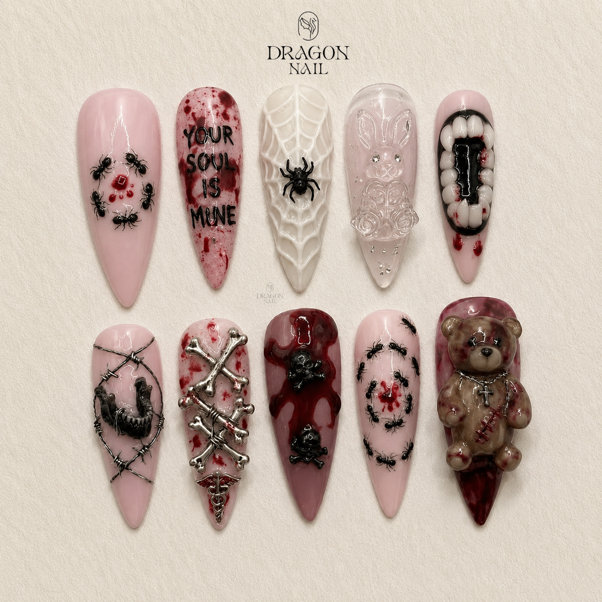 Dark Crimson Ombre Gothic Elegance Press On Nails