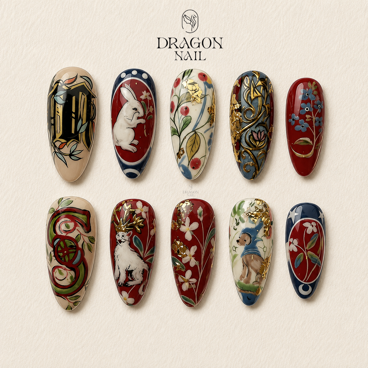 Dark Fantasy Ornate Relic Creature Press On Nails