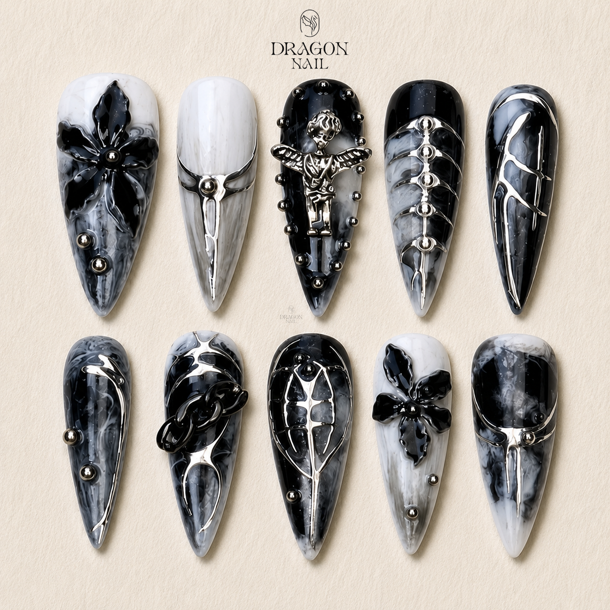 Dark Floral Gothic Press On Nails