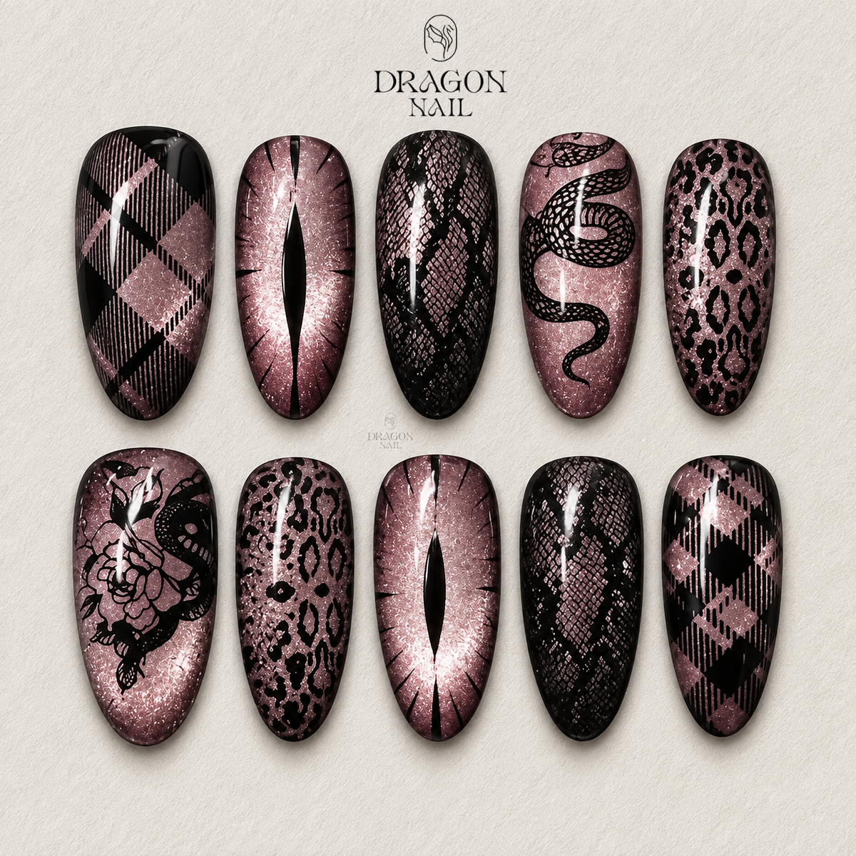Dark Mauve Magnetic Cat Eye Press On Nails