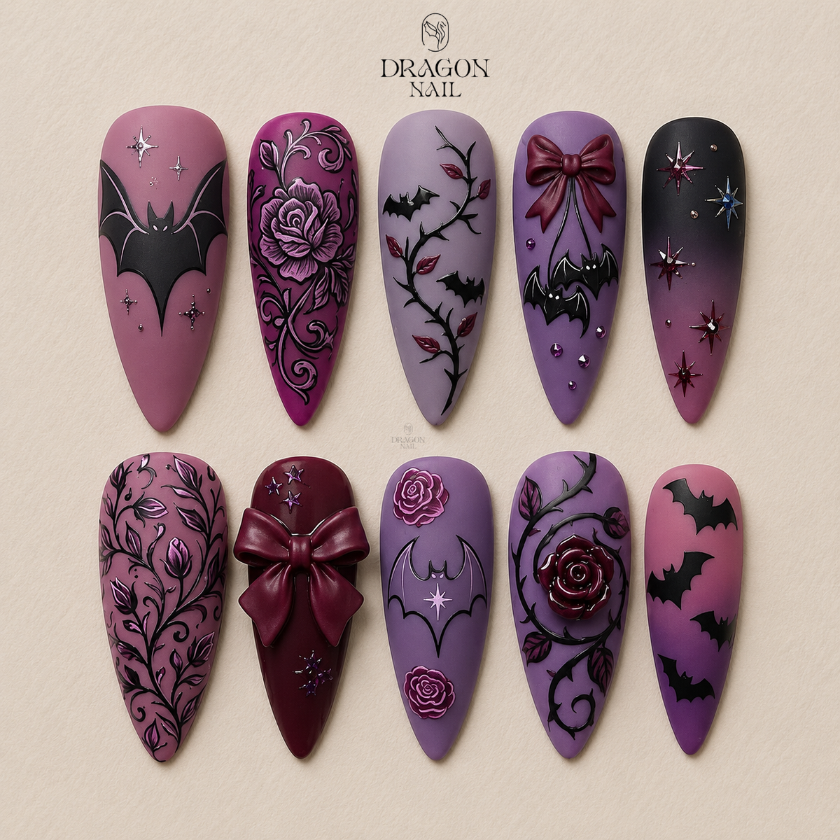 Dark Rose Gothic Press On Nails