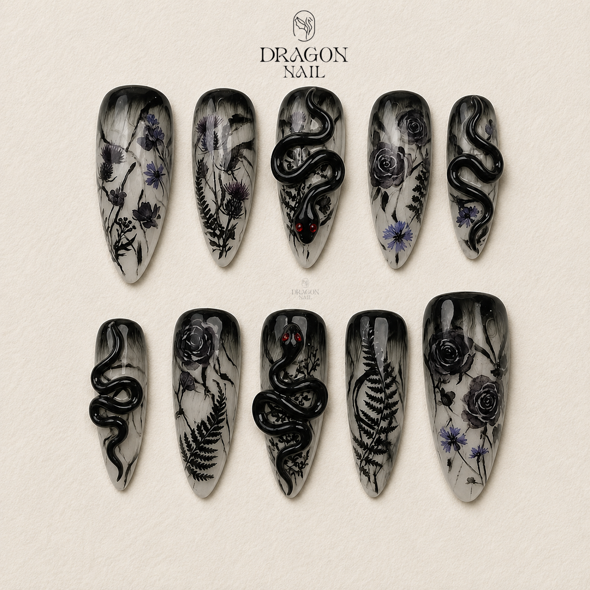 Dark Serpent Gothic Elegance Press On Nails