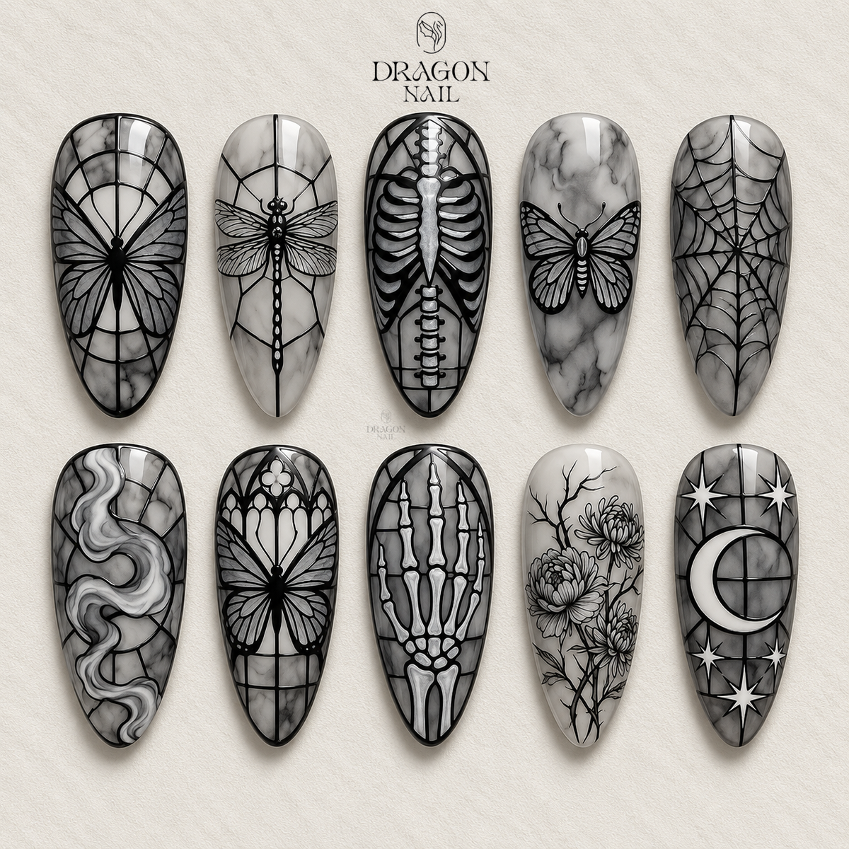 Dark Stained Glass Elegance Press On Nails