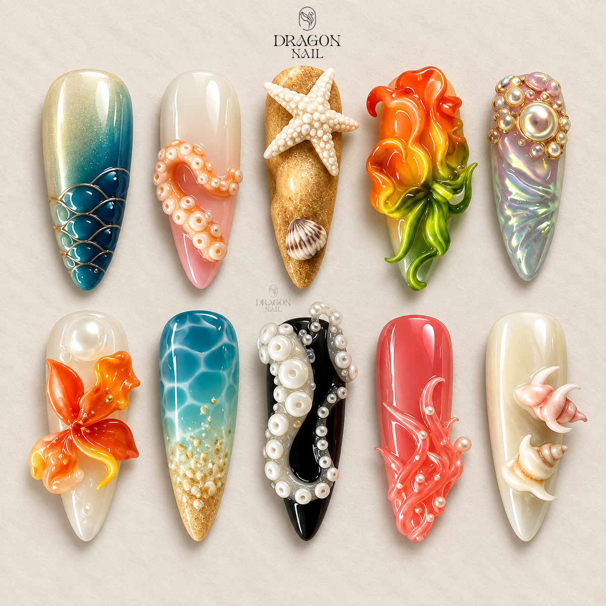 Deep Sea Sculpture Fantasy Press On Nails