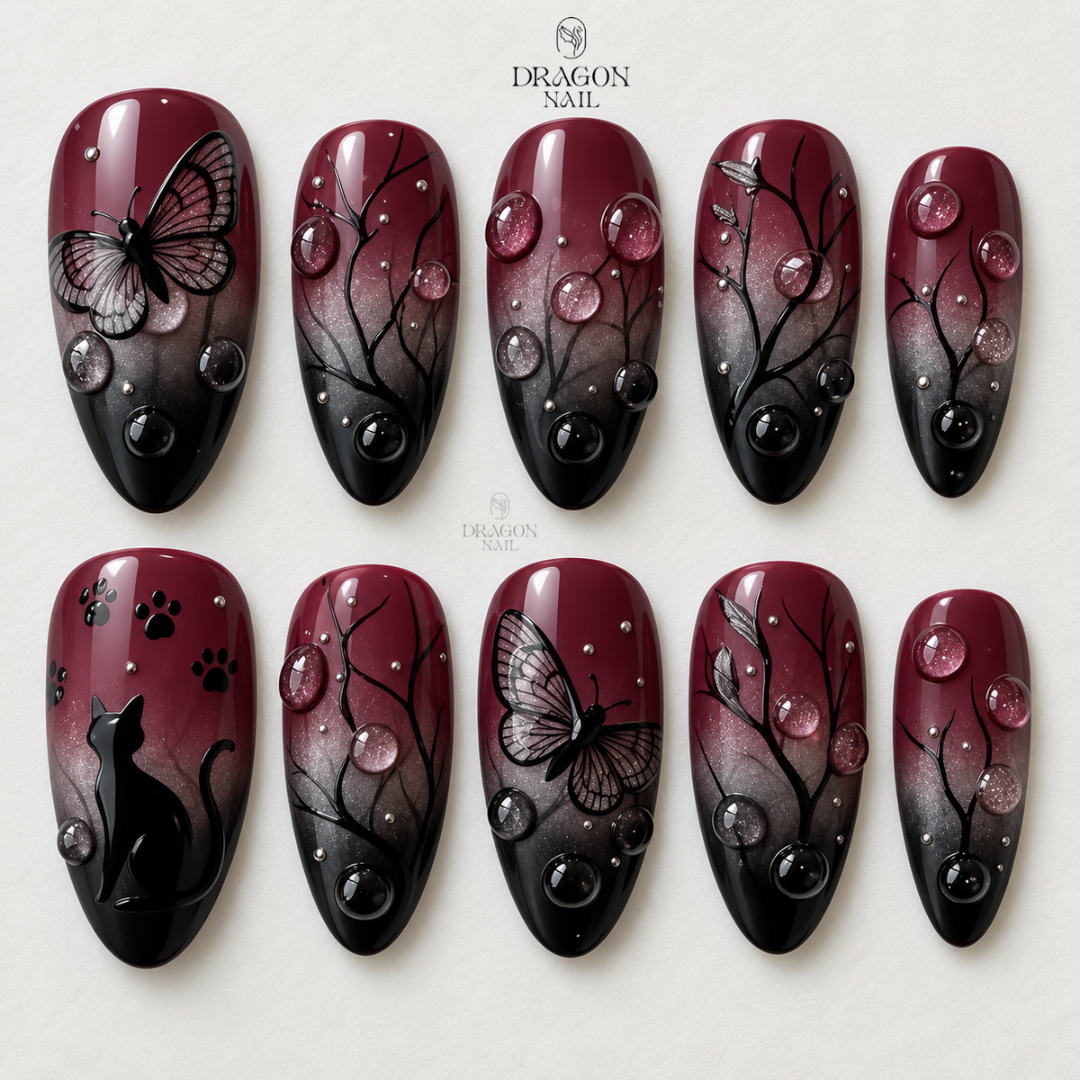 Dramatic Dark Fantasy Press On Nails