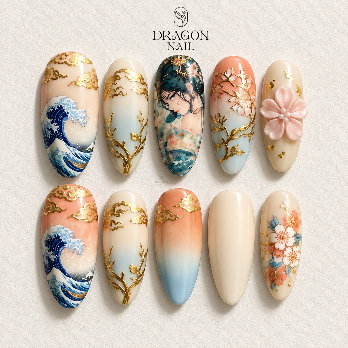Dynamic Ocean Wave Press On Nails