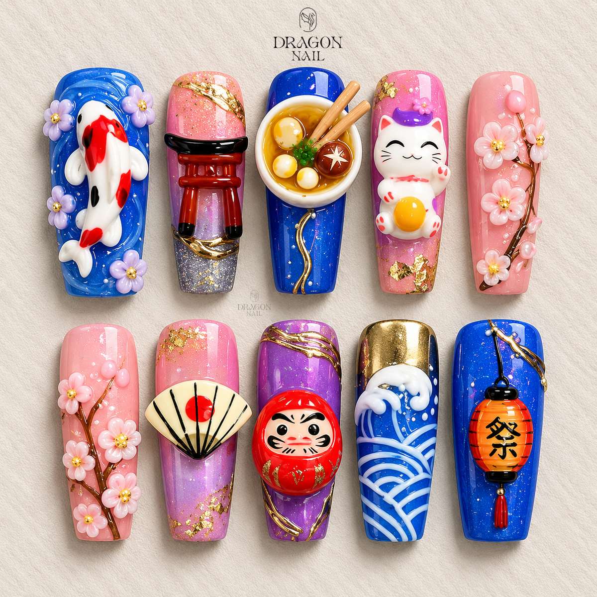 Elegant 3D Floral Fantasy Press On Nails