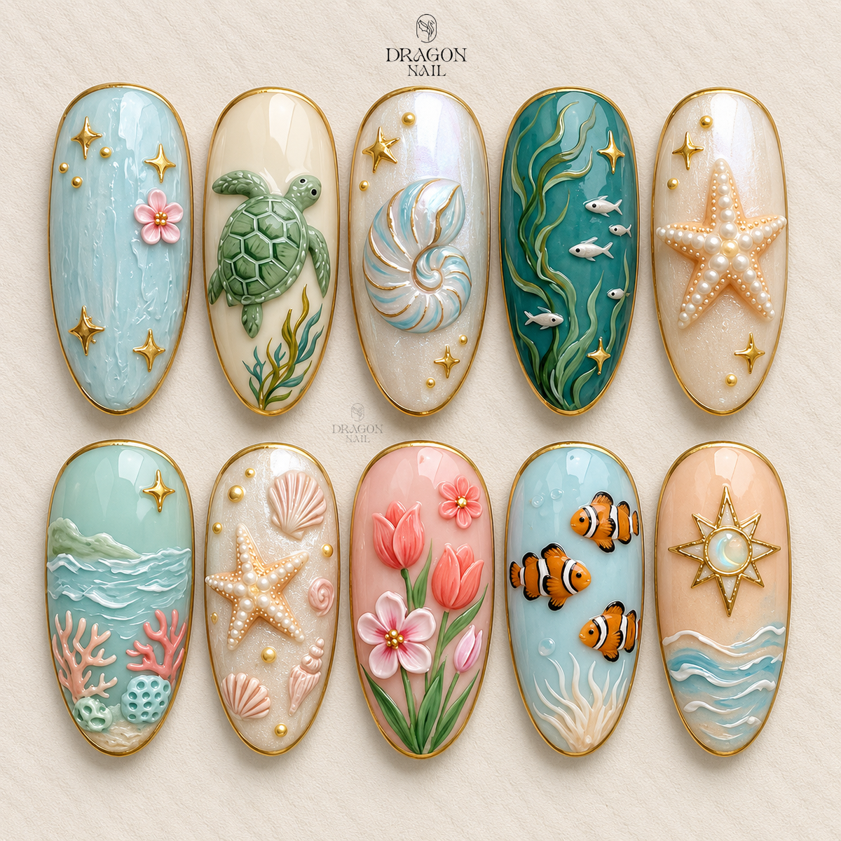 Elegant Coastal Retreat Press On Nails