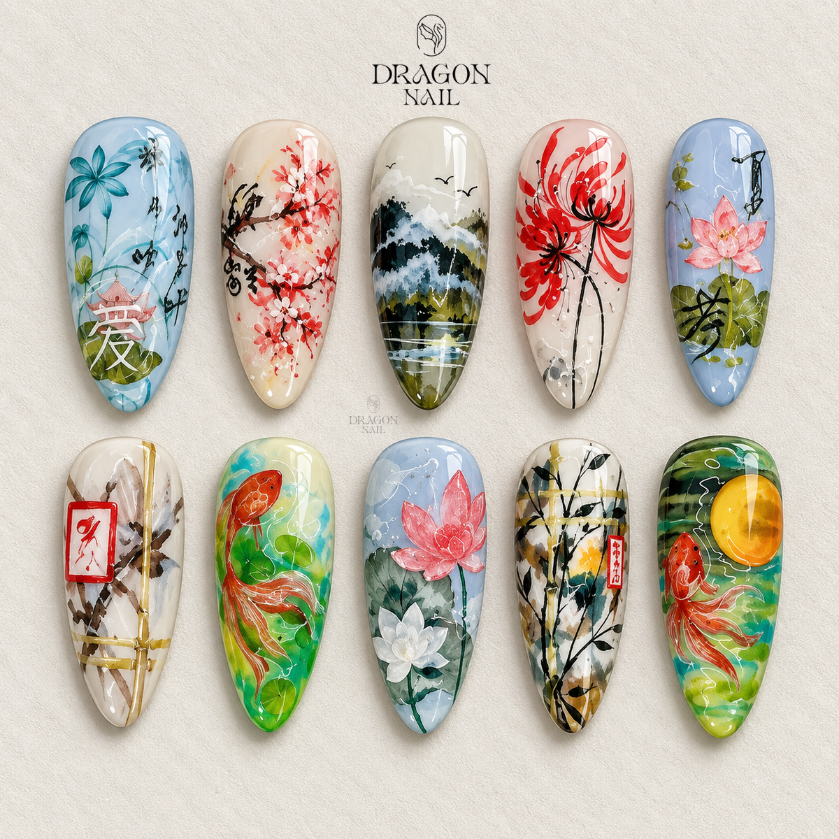 Graceful Koi Garden Press On Nails