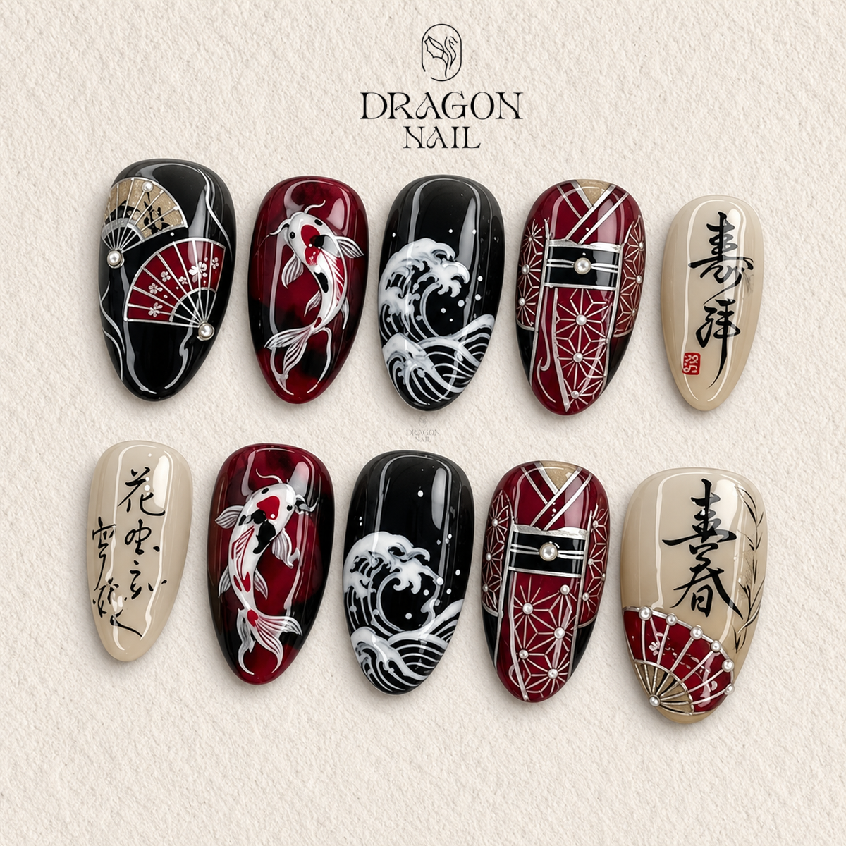 Elegant Koi Garden Art Press On Nails