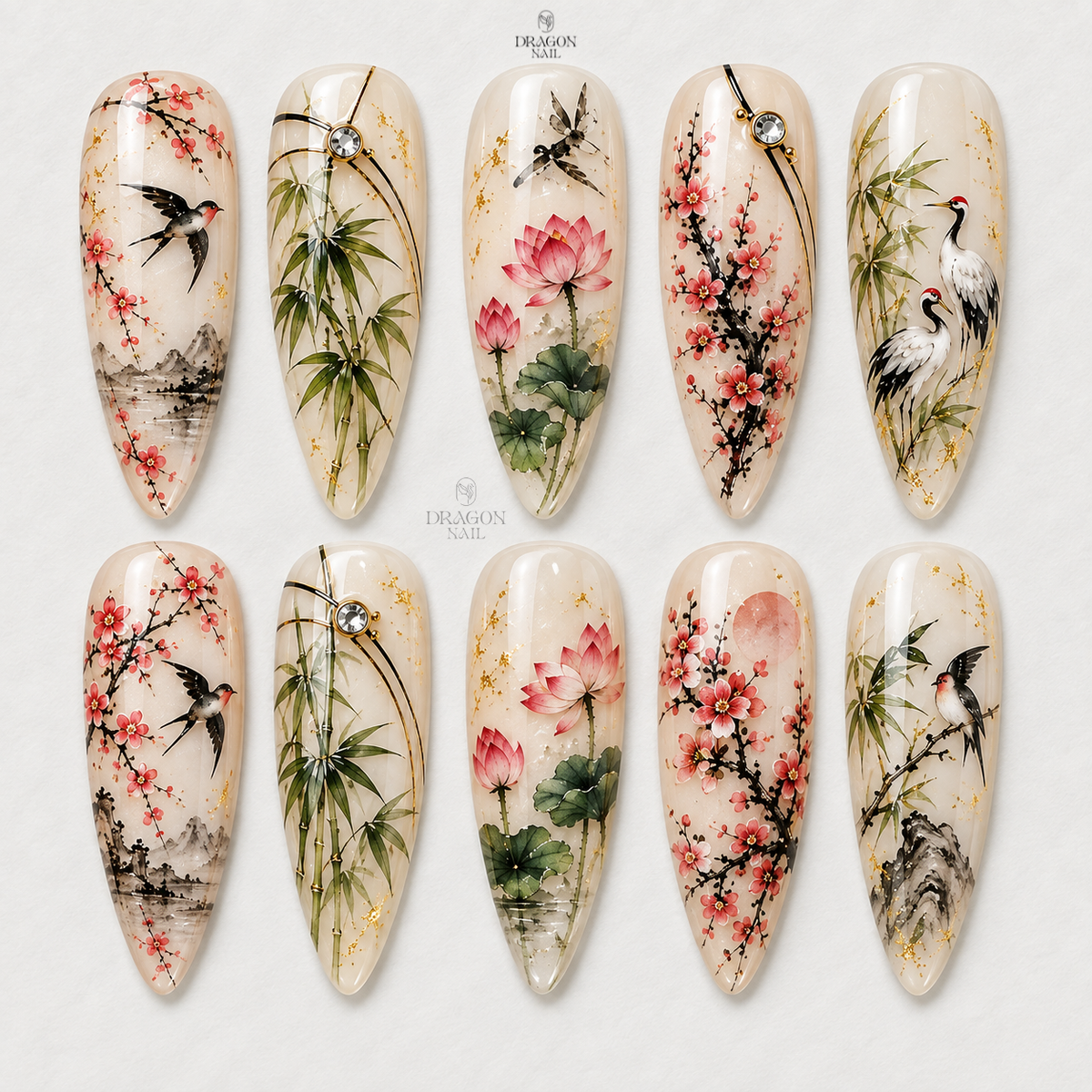 Elegant Watercolor Floral Press On Nails