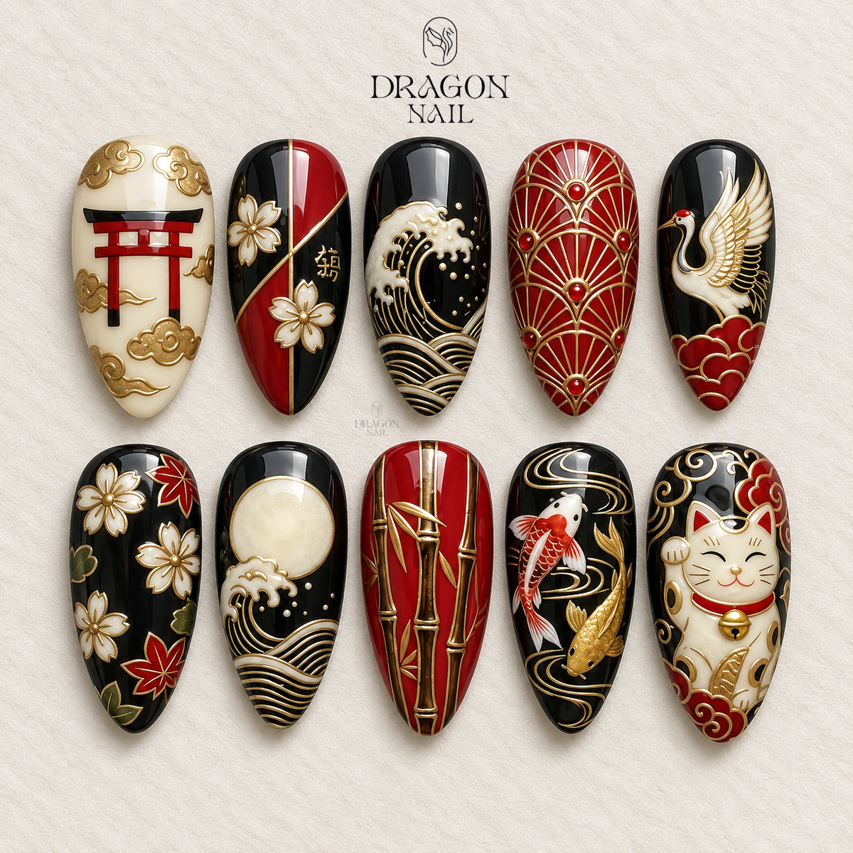 Elegant Aquatic Art Press On Nails