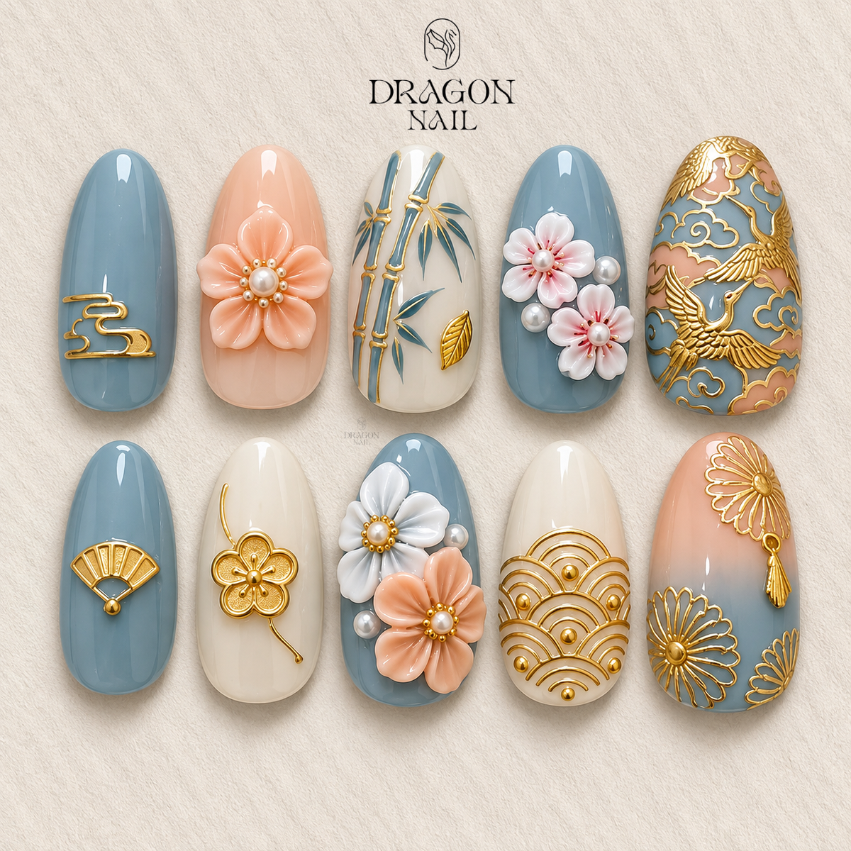 Elegant Botanical Blossom Press On Nails