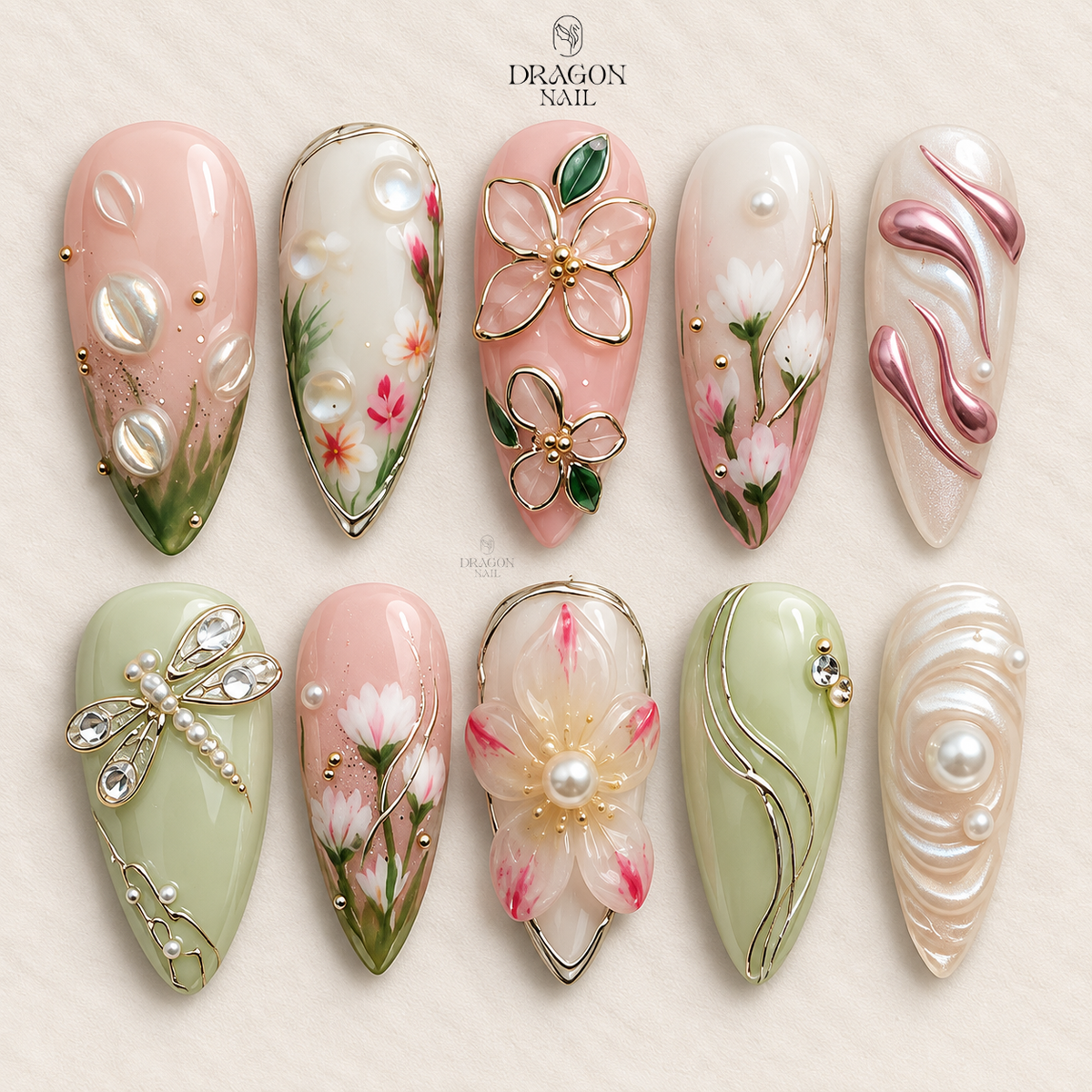 Elegant Botanical Garden Press On Nails