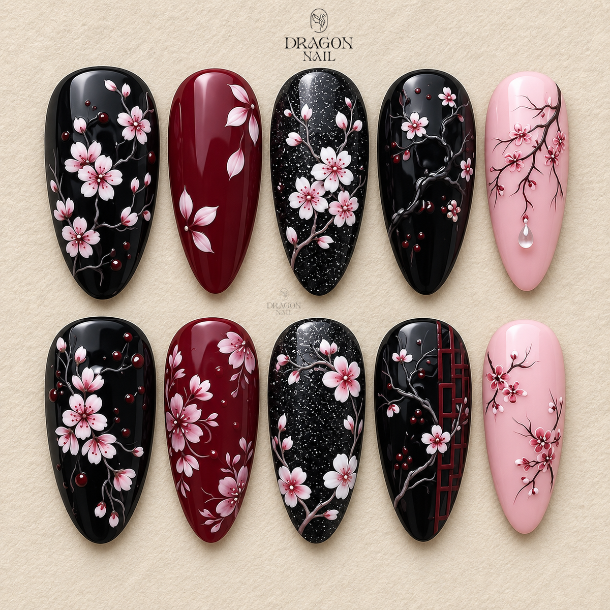 Elegant Floral Blossom Press On Nails