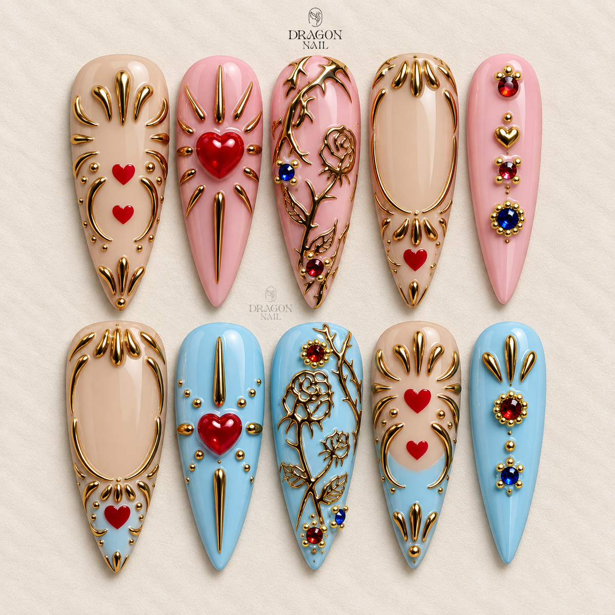 Elegant Gold Floral Press On Nails