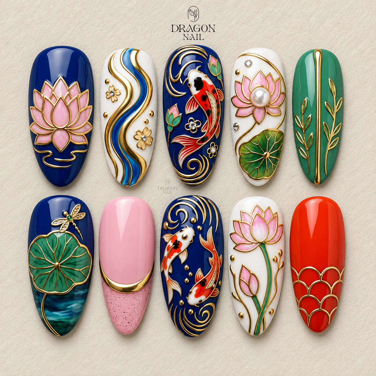 Elegant Lotus Garden Press On Nails