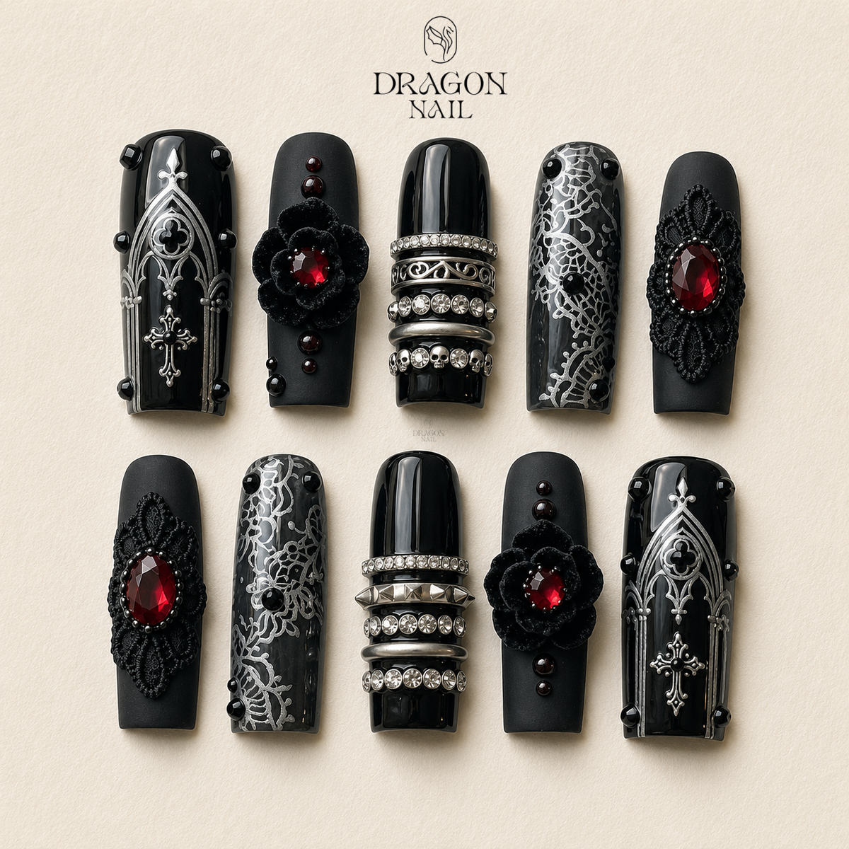 Elegant Victorian Gothic Press On Nails