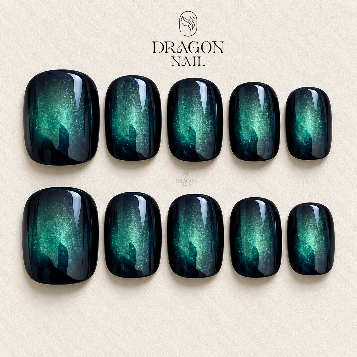 Emerald Velvet Cat Eye Press On Nails