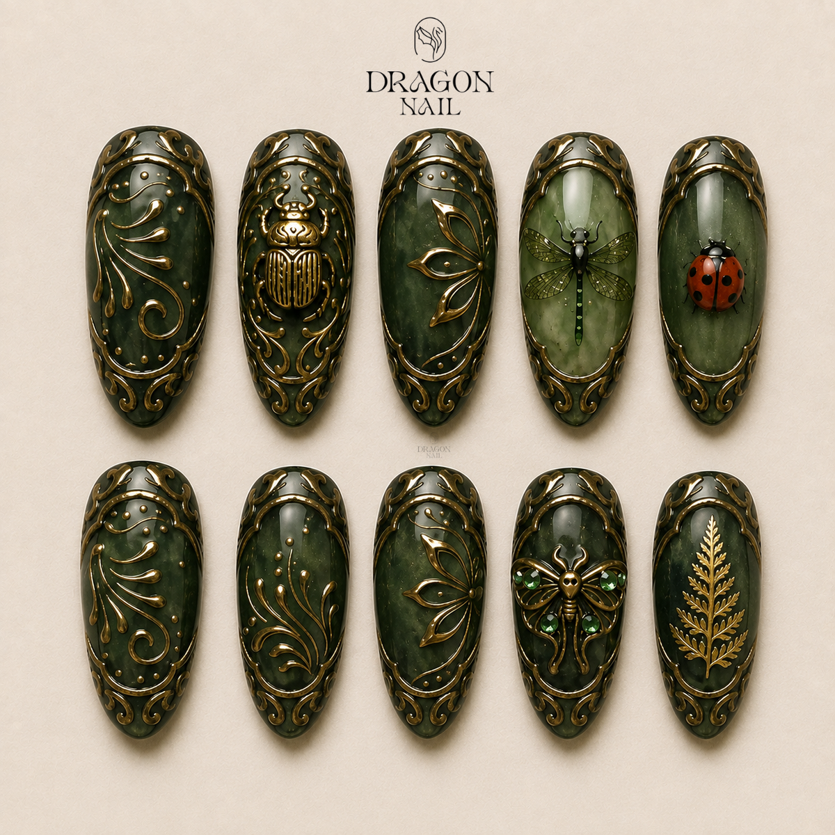 Emerald Forest Gothic Press On Nails
