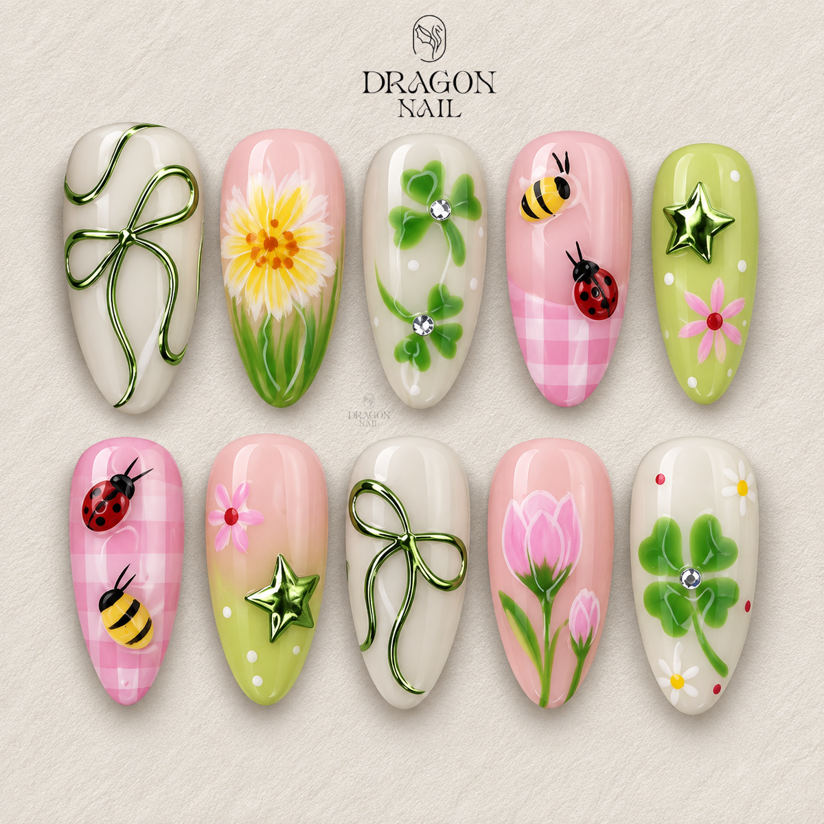 Enchanted Clover Garden Press On Nails