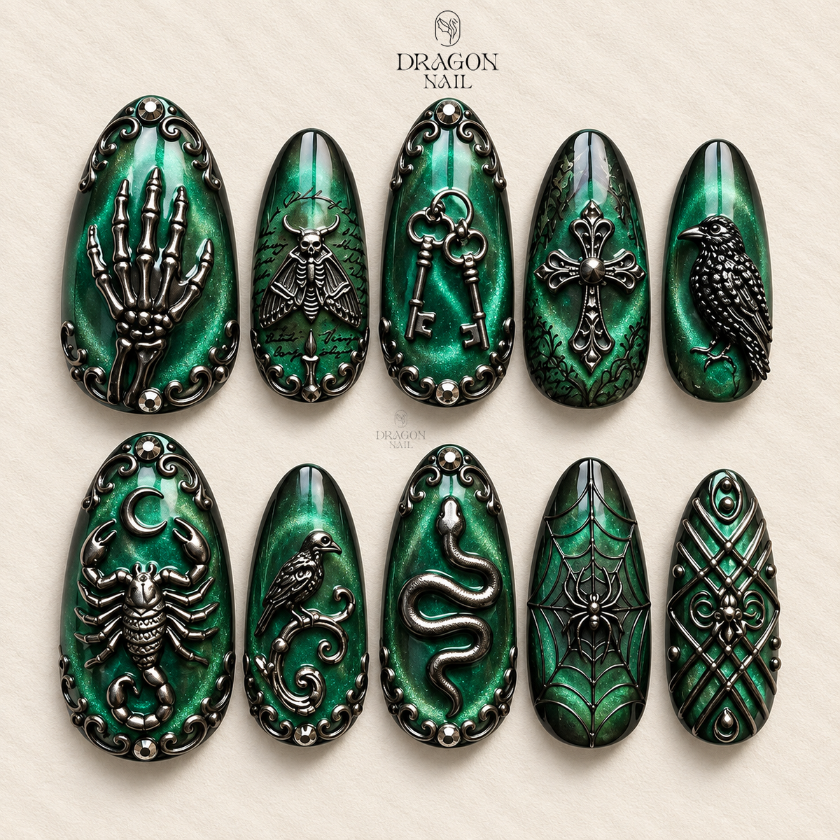 Enchanted Dark Academia Press On Nails