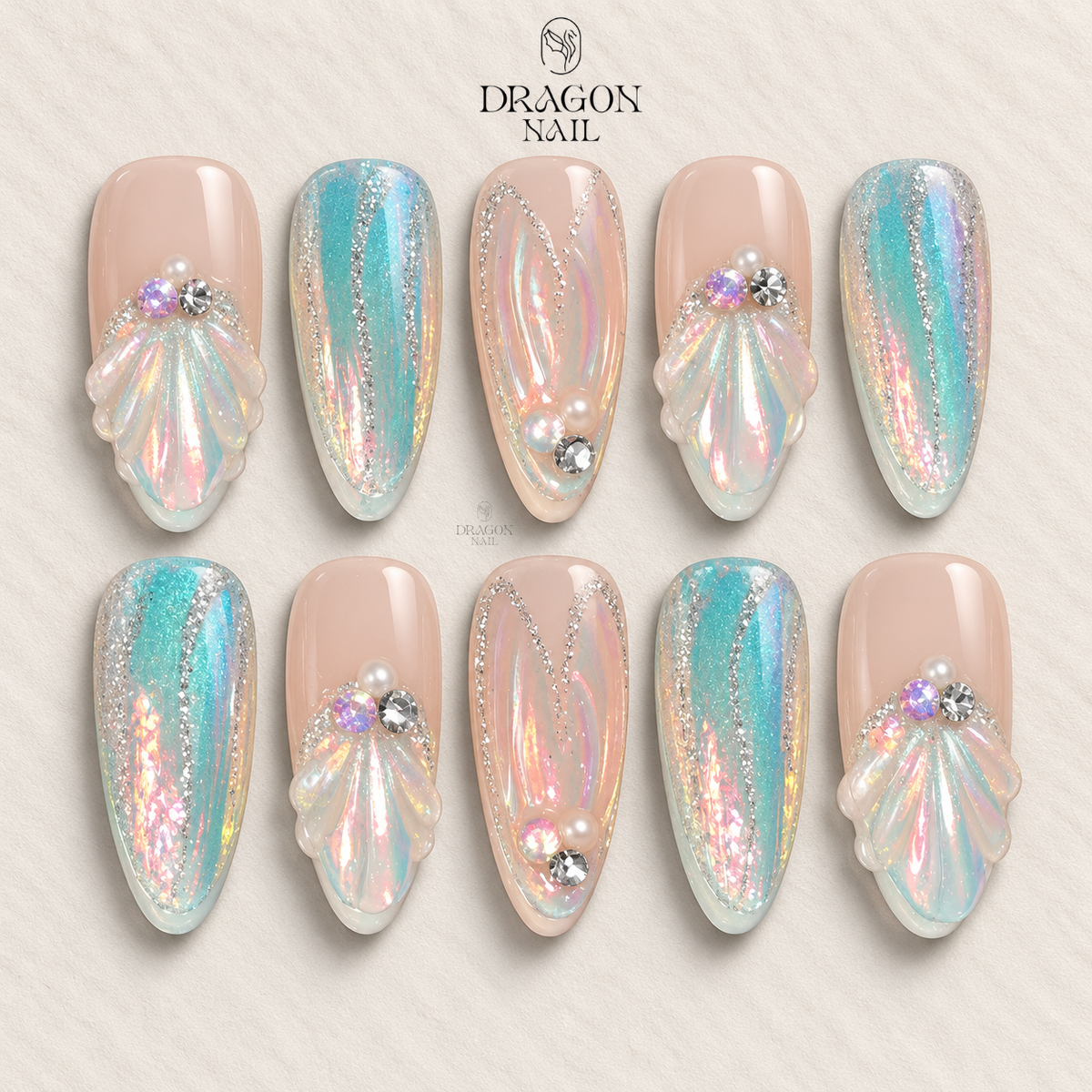 Ethereal Mermaid Tail Ocean Dream Press On Nails