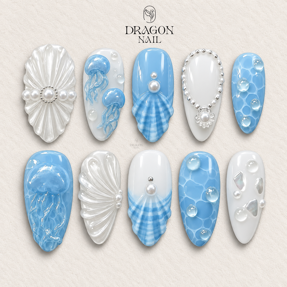 Ethereal Ocean Glow Jellyfish Press On Nails