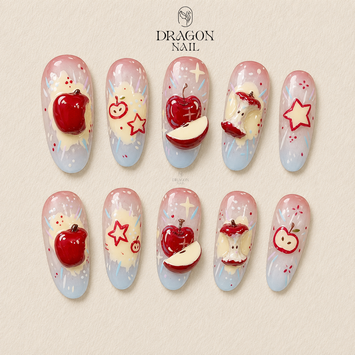 Fruity Kawaii 3D Apple Playful Cartoon Press On Nails