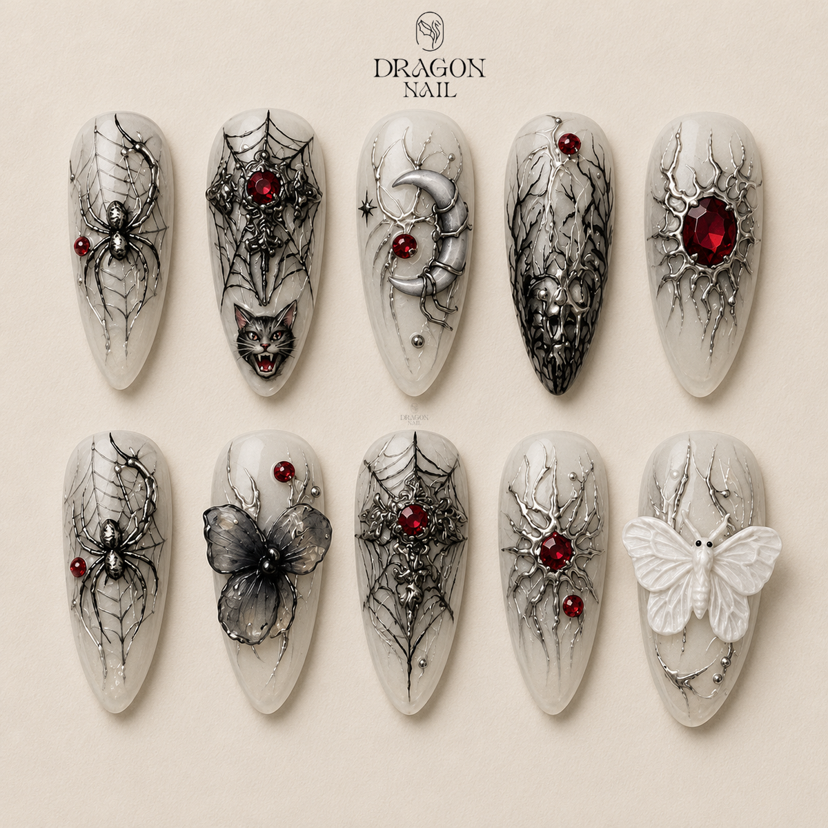 Futuristic Chrome Gothic Press On Nails