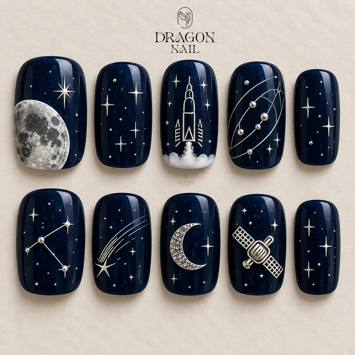 Futuristic Rocket Launch Cosmic Press On Nails