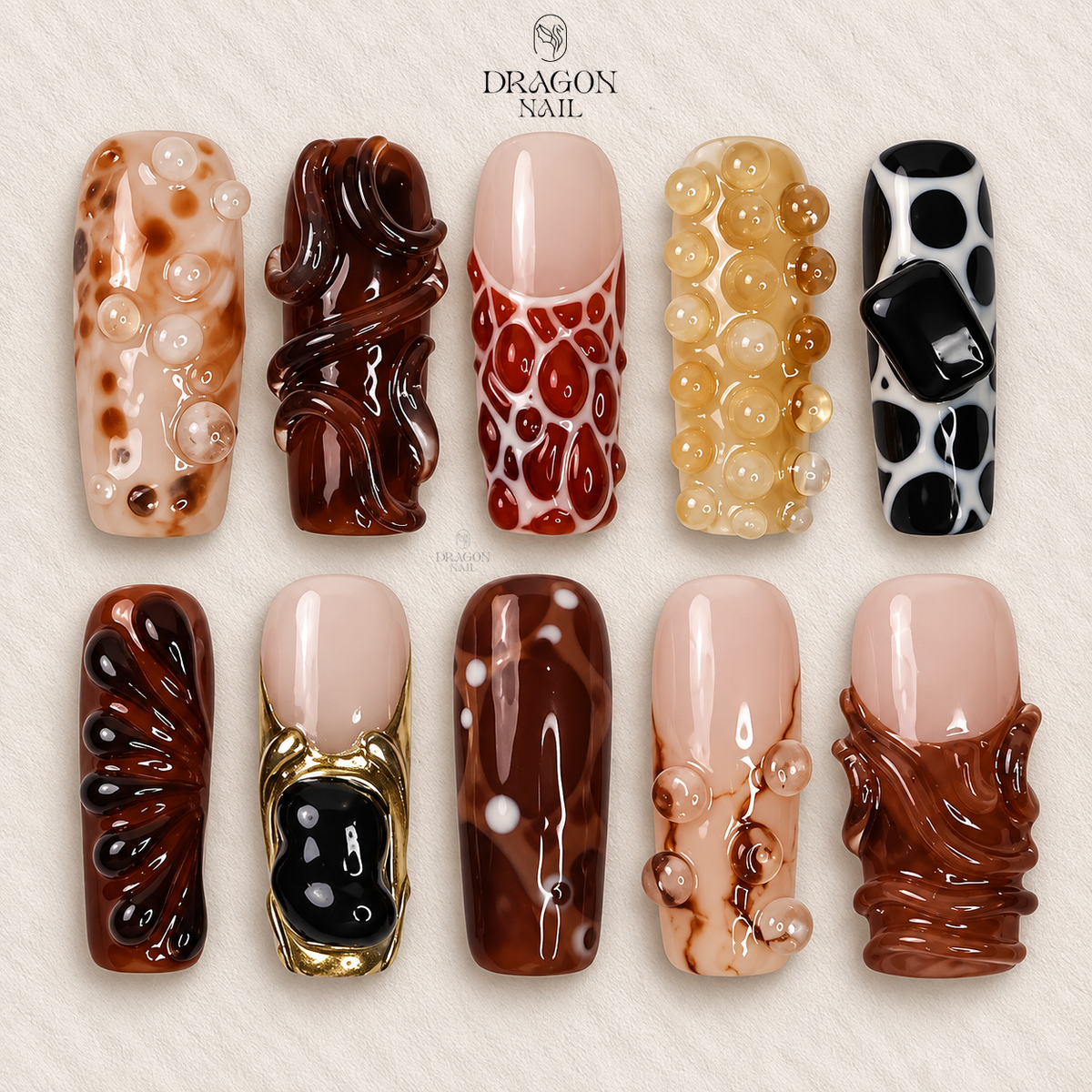 Glossy Molten Caramel Glass Effect Press On Nails