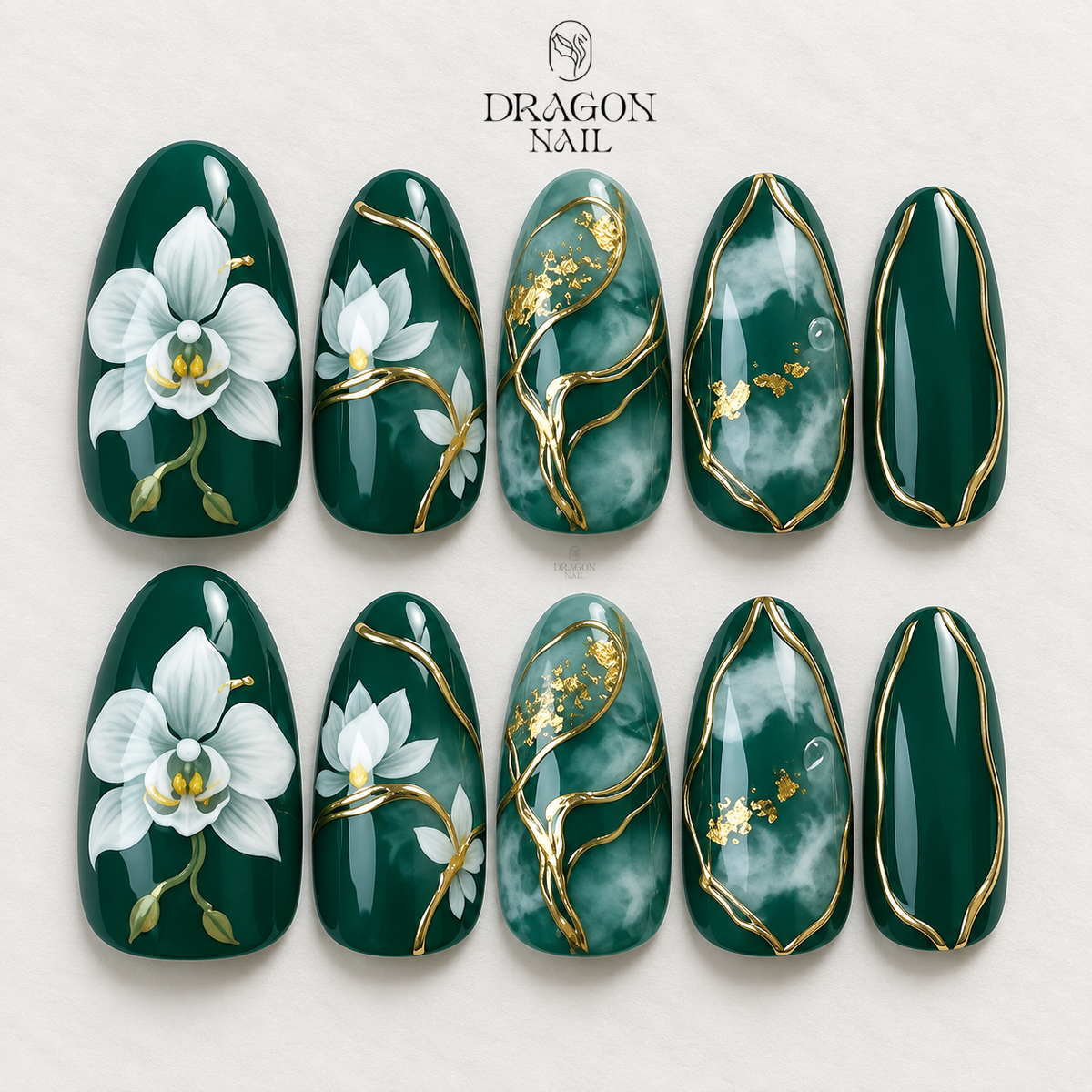 Glossy Emerald Luxury Elegant Press On Nails