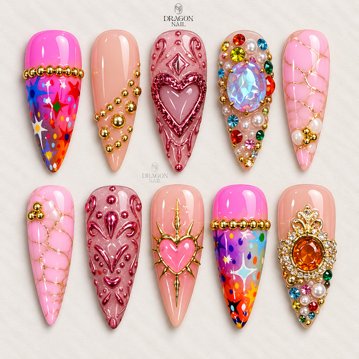 Golden Honey Drip Luxury Long Almond Press On Nails
