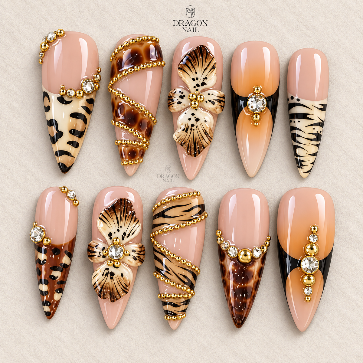 Golden Nature Chic Press On Nails