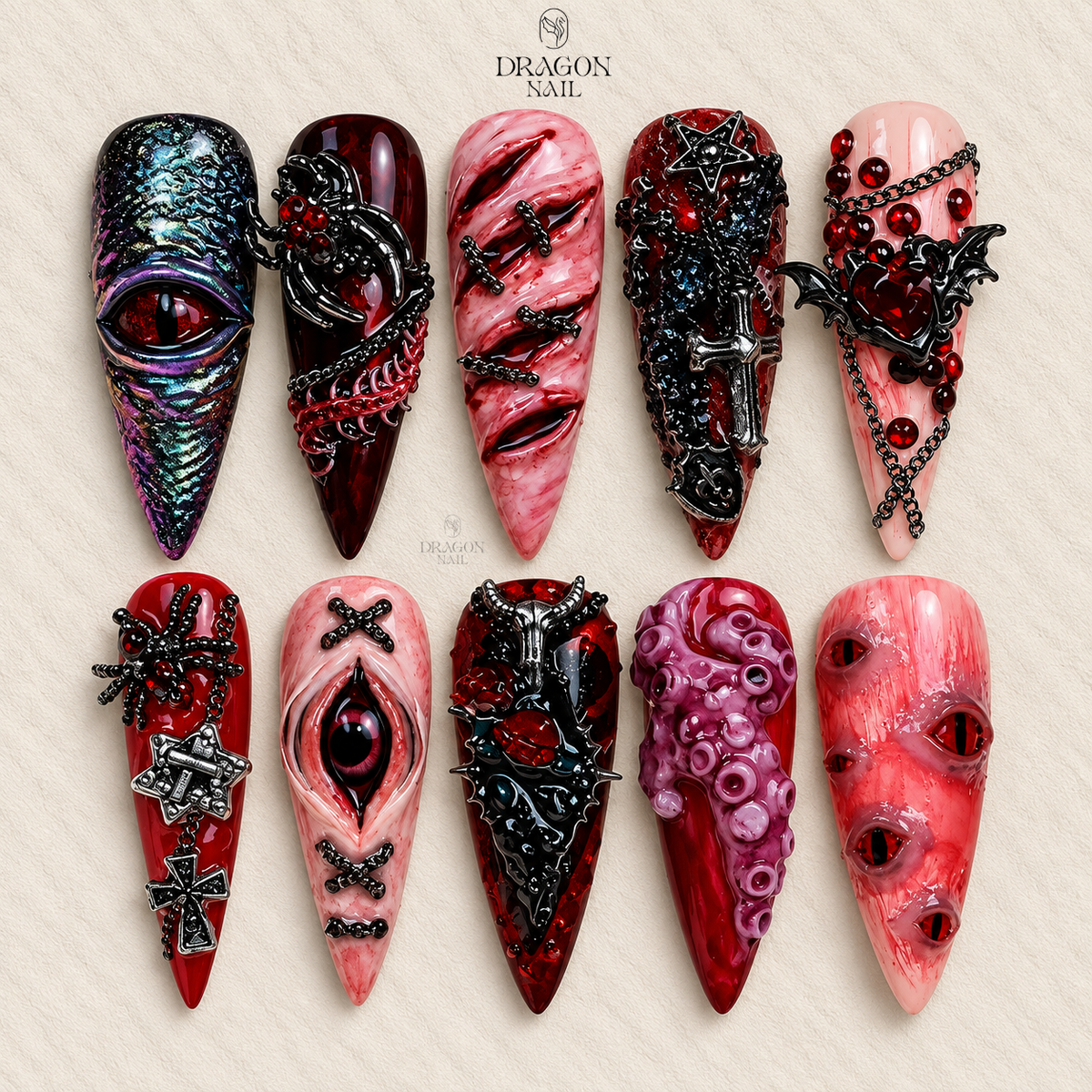 Gothic Eyeball Horror Press On Nails