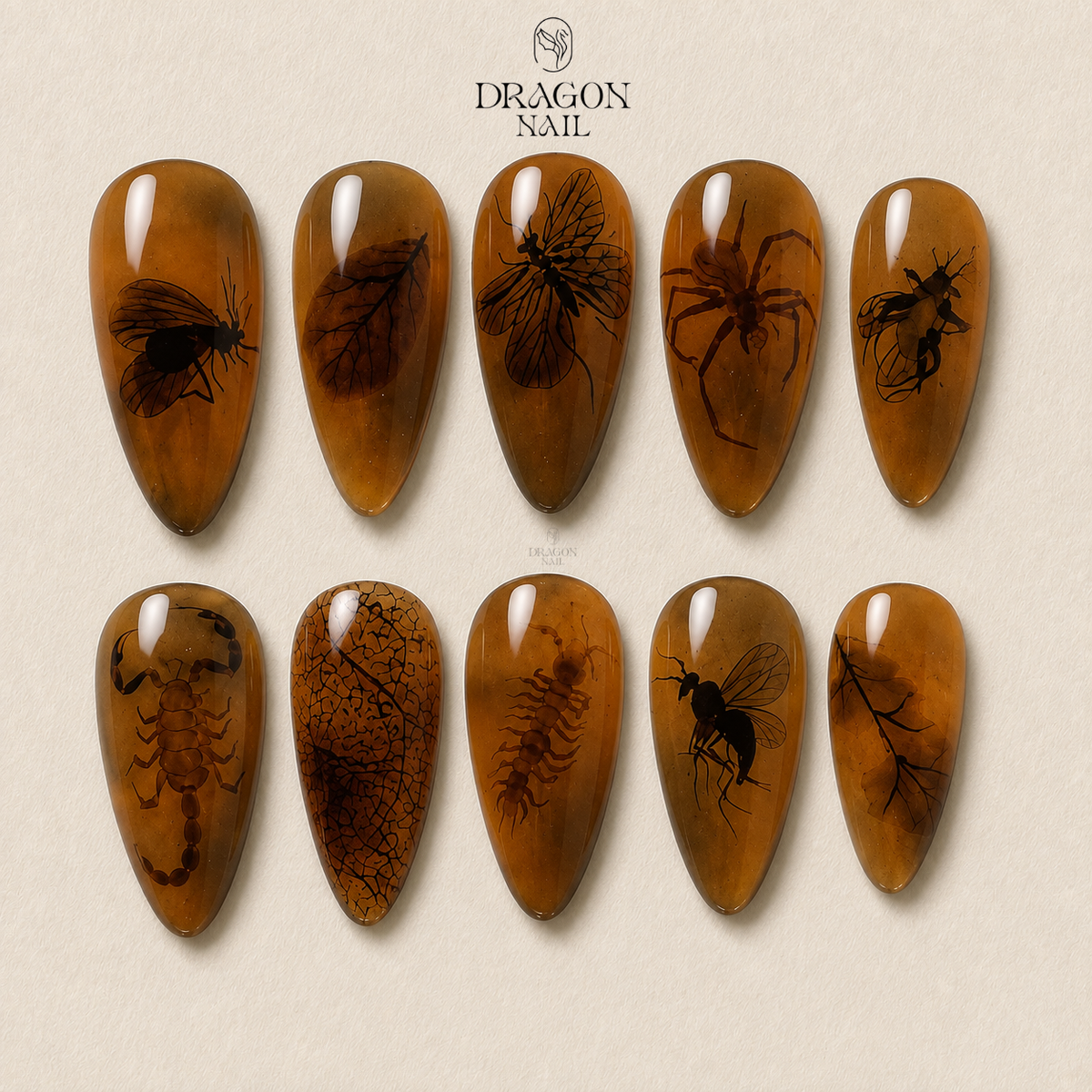 Gothic Insect Botanical Press On Nails