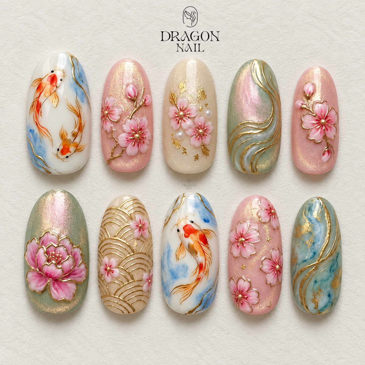 Graceful Blossom Pond Press On Nails