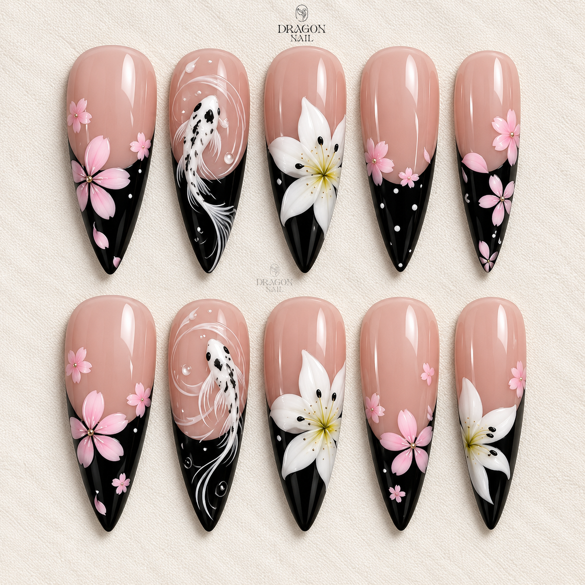 Graceful Floral Aquatic Press On Nails