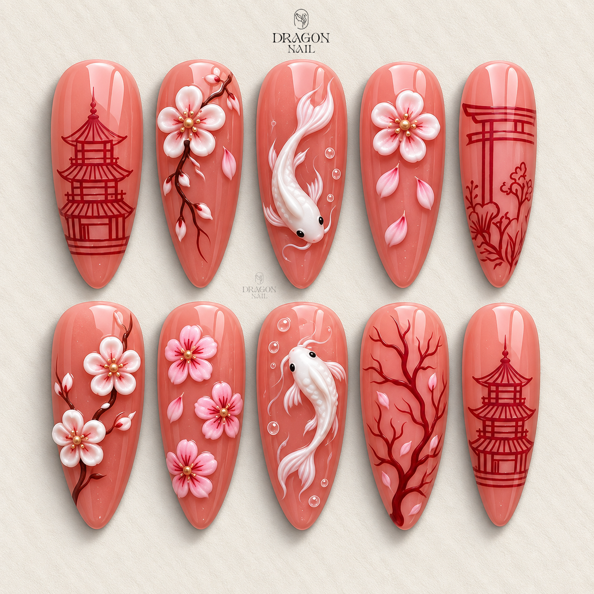 Graceful Lucky Pond Press On Nails