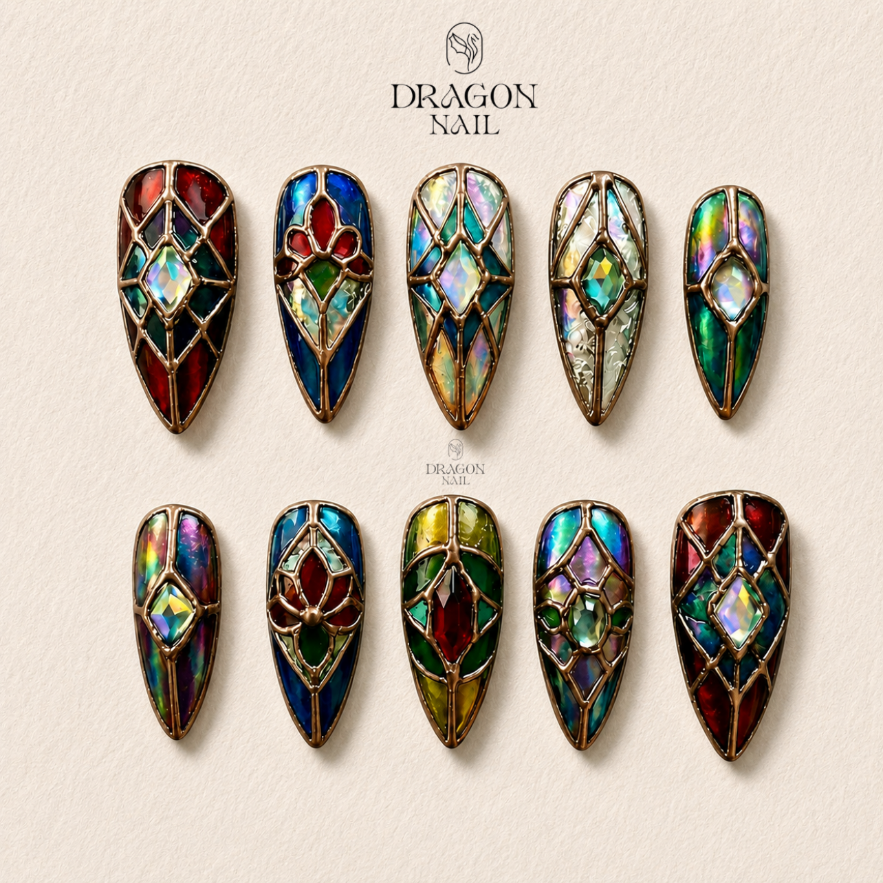 Gothic Stained Glass Luxury Press On Nails