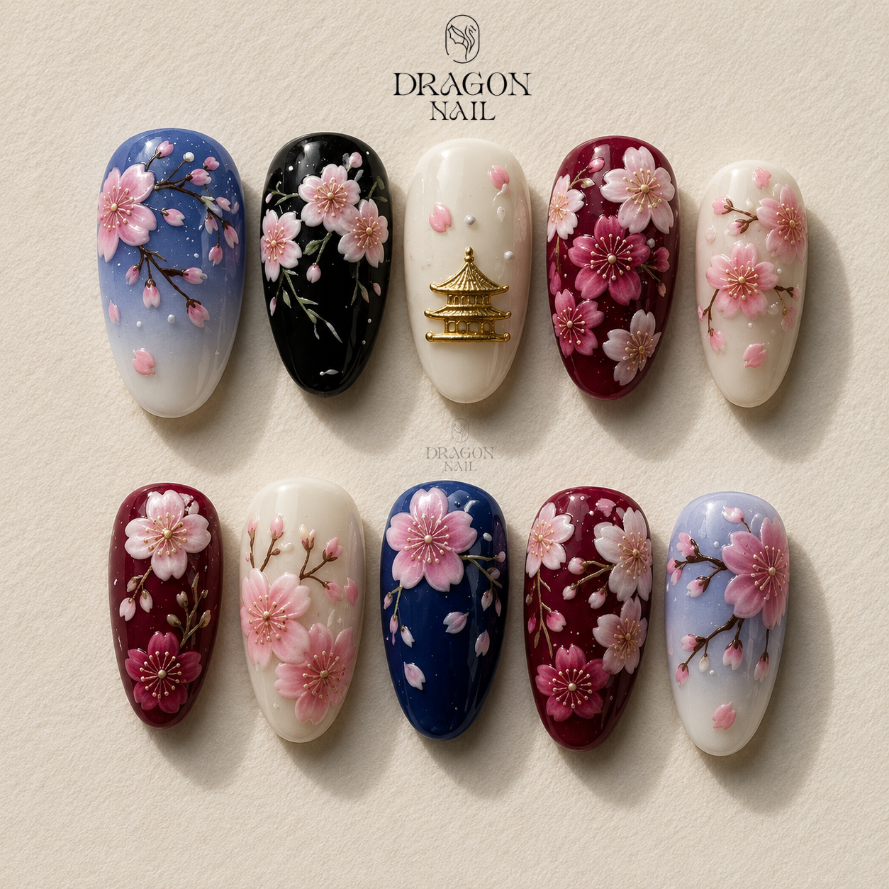 Delicate Pink Floral Spring Garden Almond Press On Nails