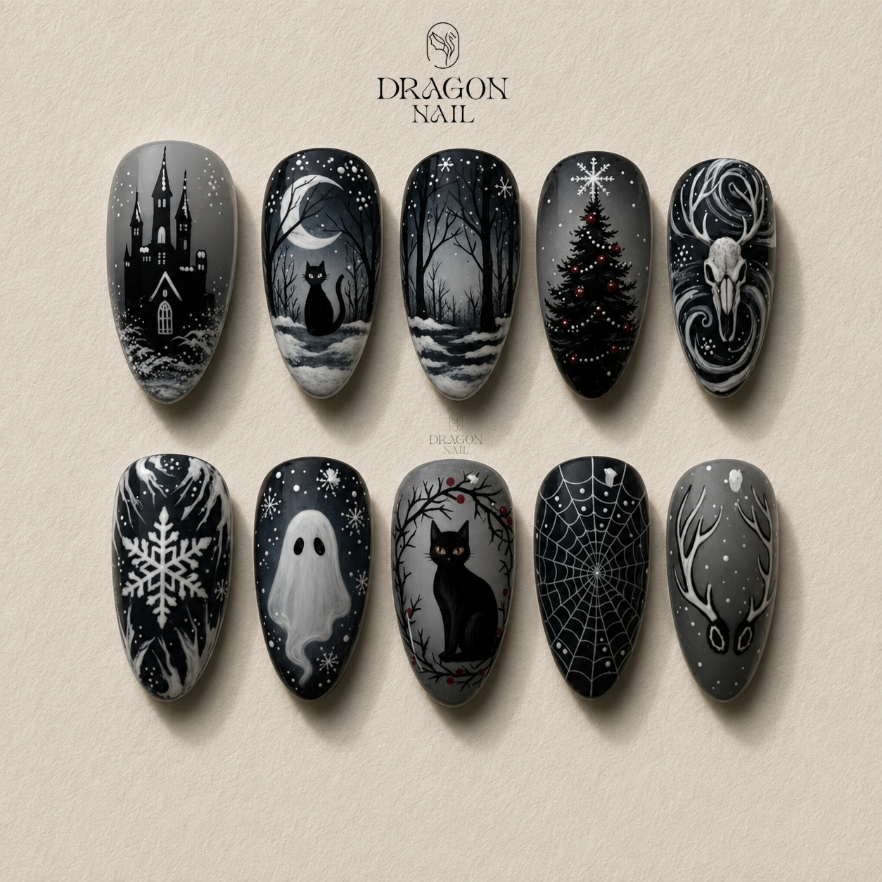 Smoky Black Ombre Dark Elegance Press On Nails