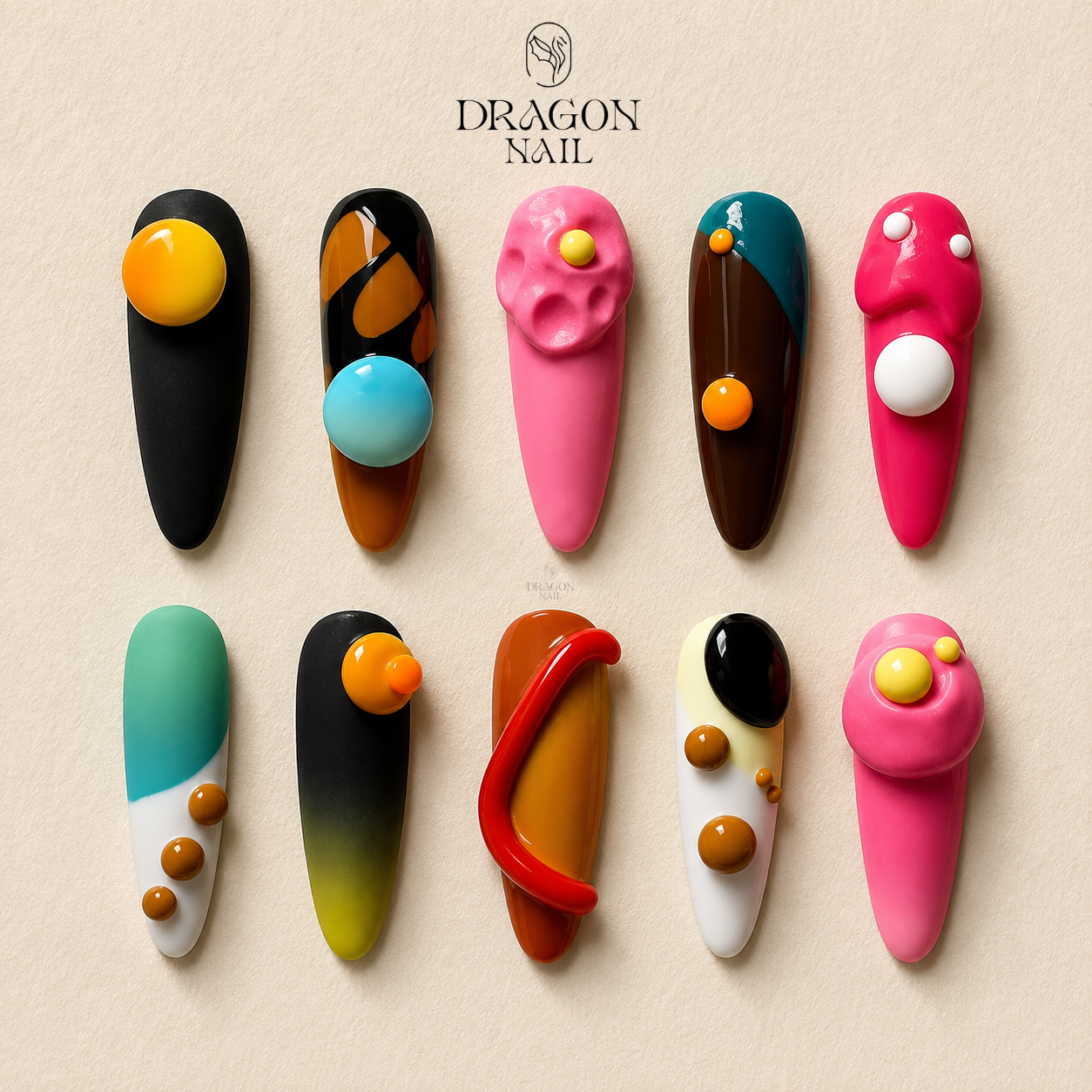Abstract Color Block Press On Nails