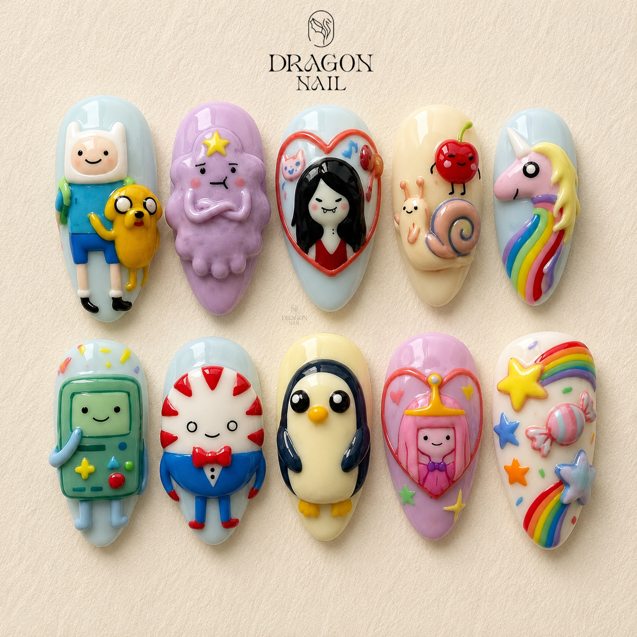 Colorful Cartoon Pop Playful Adventure Press On Nails