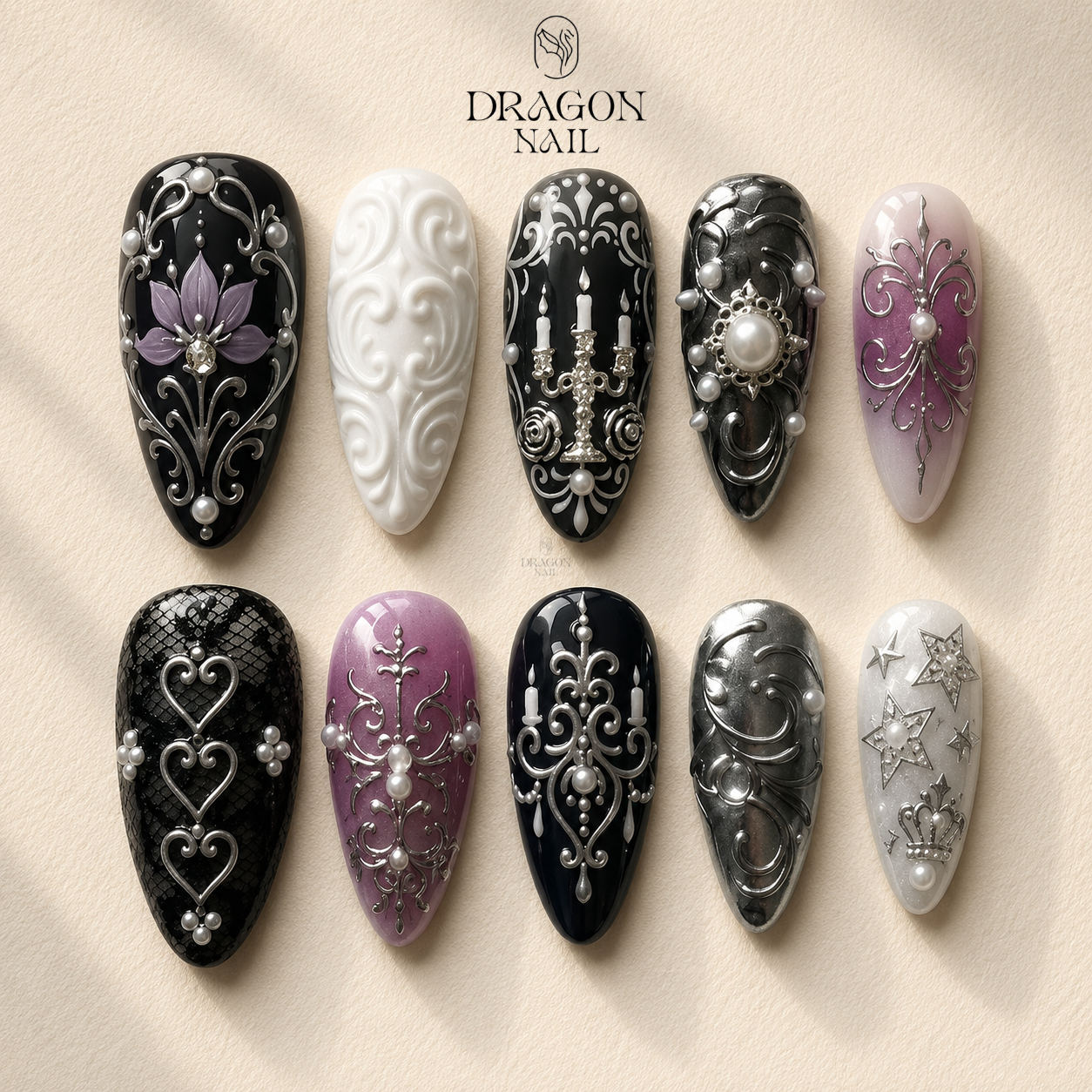 Dark Vintage Gothic Elegance Press On Nails