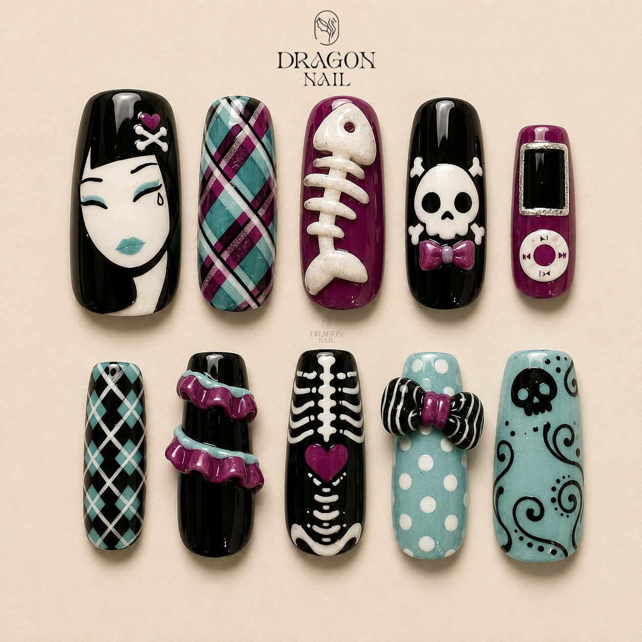 Edgy Chaos Neon Punk Y2K Press On Nails