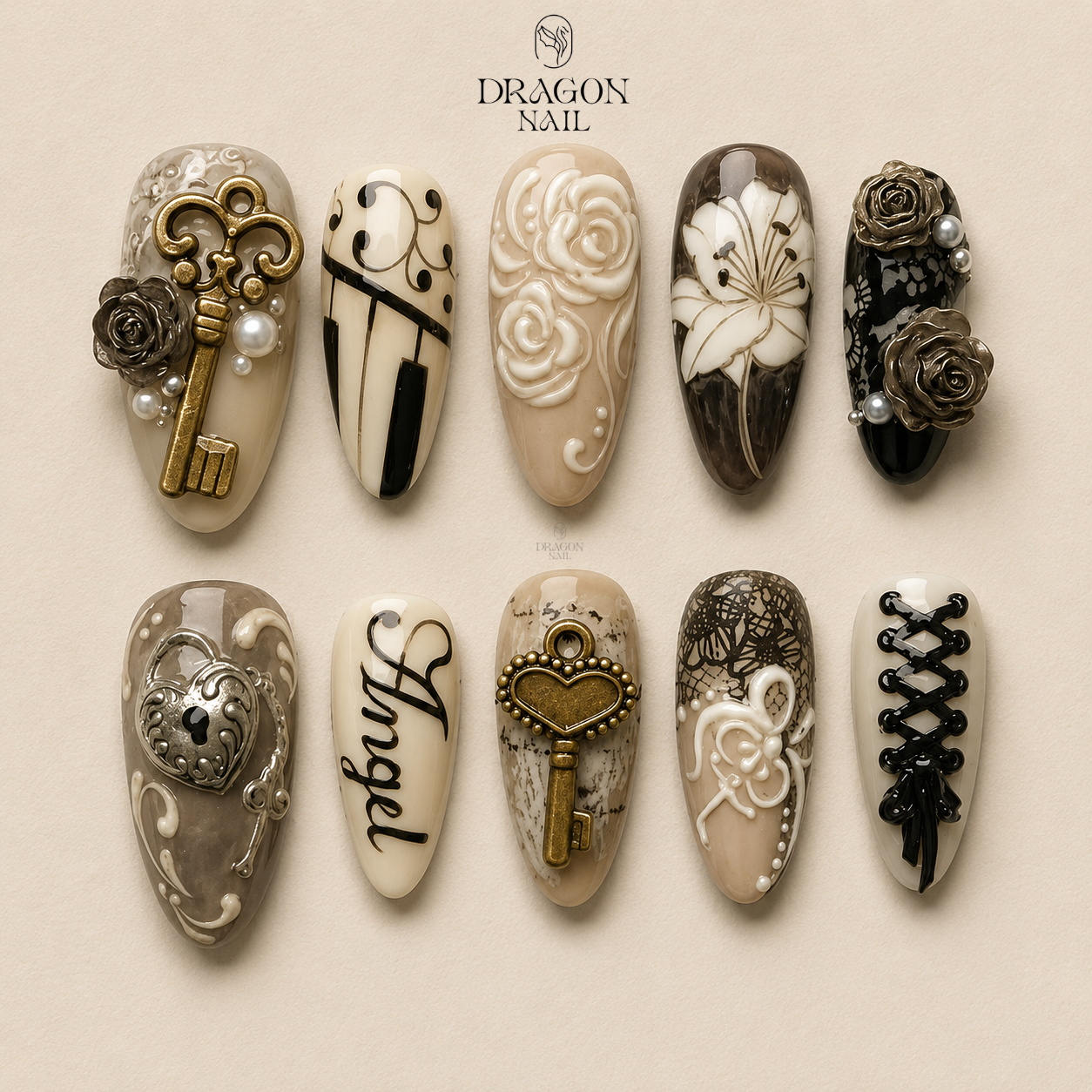 Ethereal Angelic Soft Gold Vintage Press On Nails