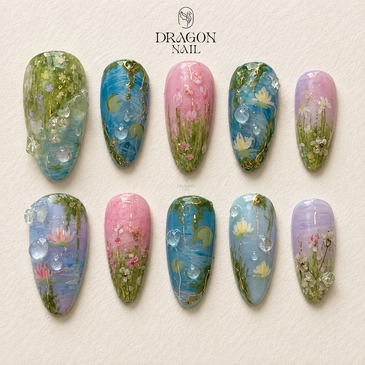 Luxury Pink Gold Floral 3D Charm Elegant Press On Nails